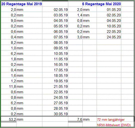 Regen Mai 2020